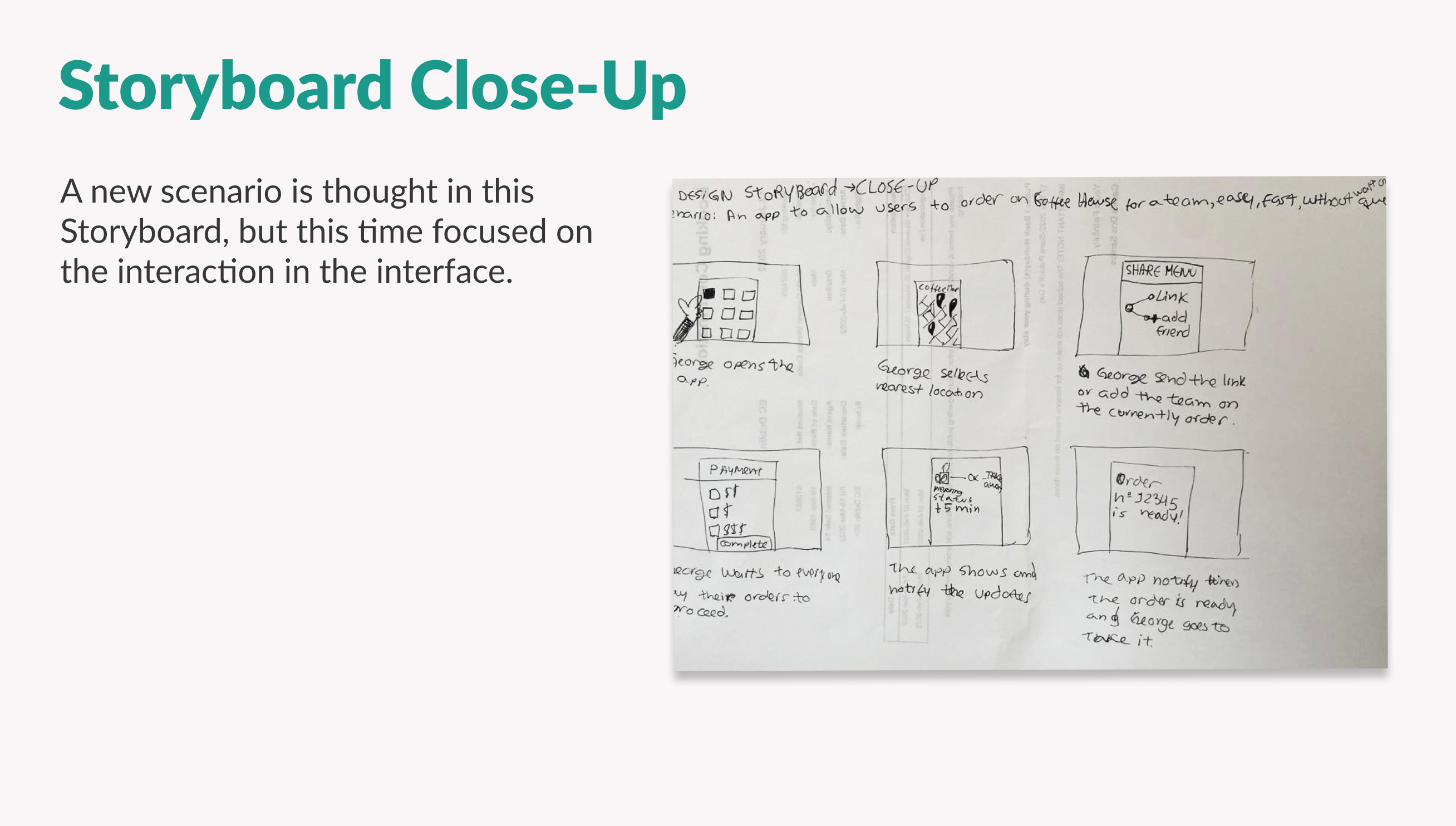 Coffee House Mobile App - UX/UI Design Case Study - Storyboard close up